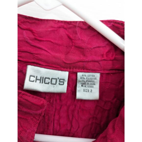 Chico's Jacket Size L Mock Neck Barbiecore Office Work Business Casual Party - Picture 5 of 8